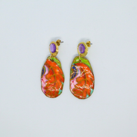Oorbellen fimo klei Orange Fall Leaf