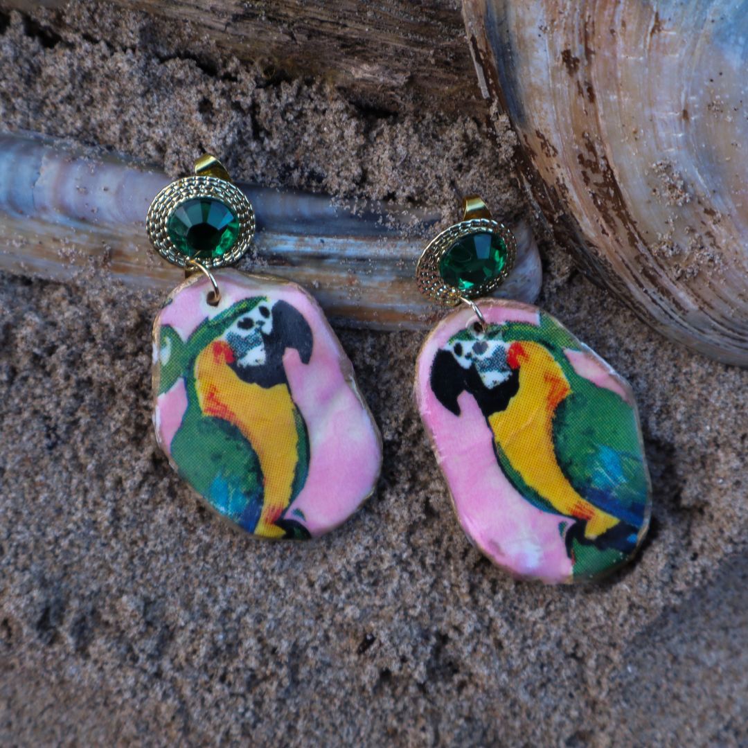 Oorbellen fimo klei Parrot