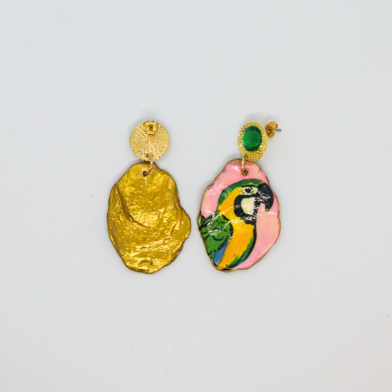 Oorbellen fimo klei Parrot