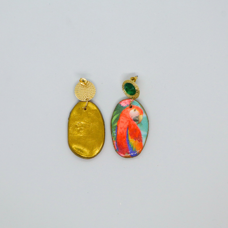 Oorbellen fimo klei Parrot On Island